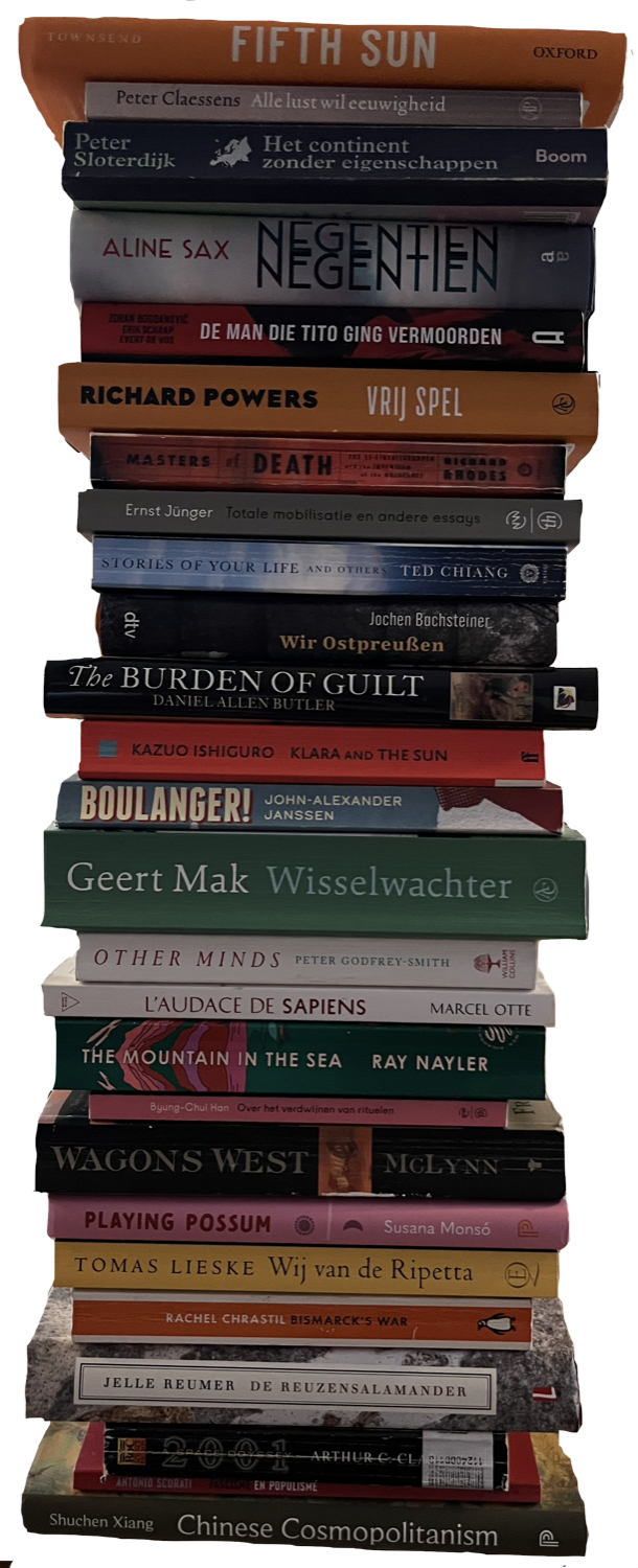 Alle boekjes op een stapel