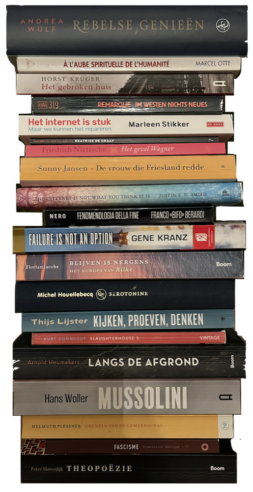 Alle boekjes op een stapel
