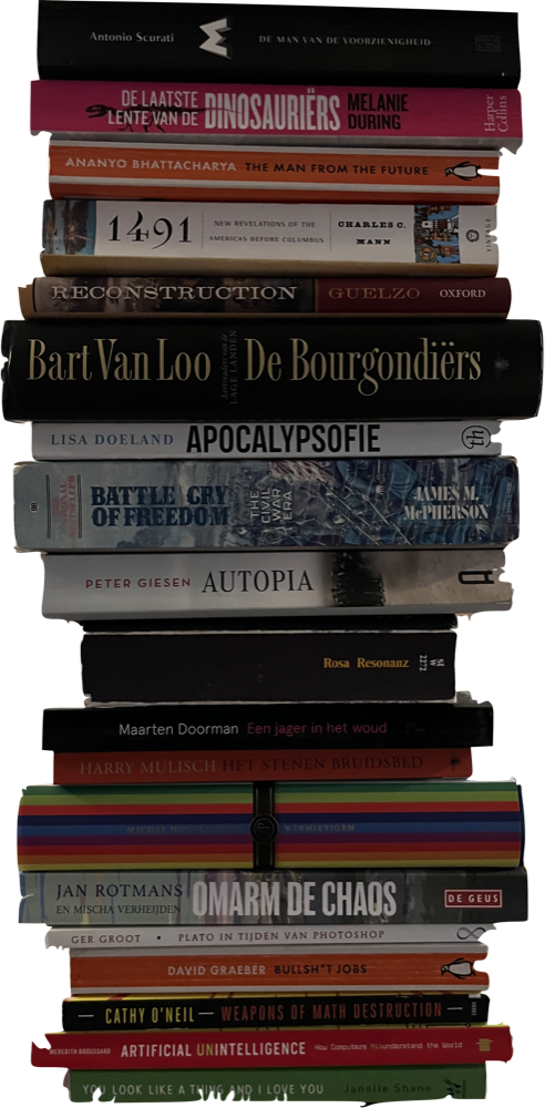 Alle boekjes op een stapel
